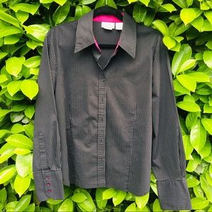 Worthington Stretch Black Pinstripe Blouse 18